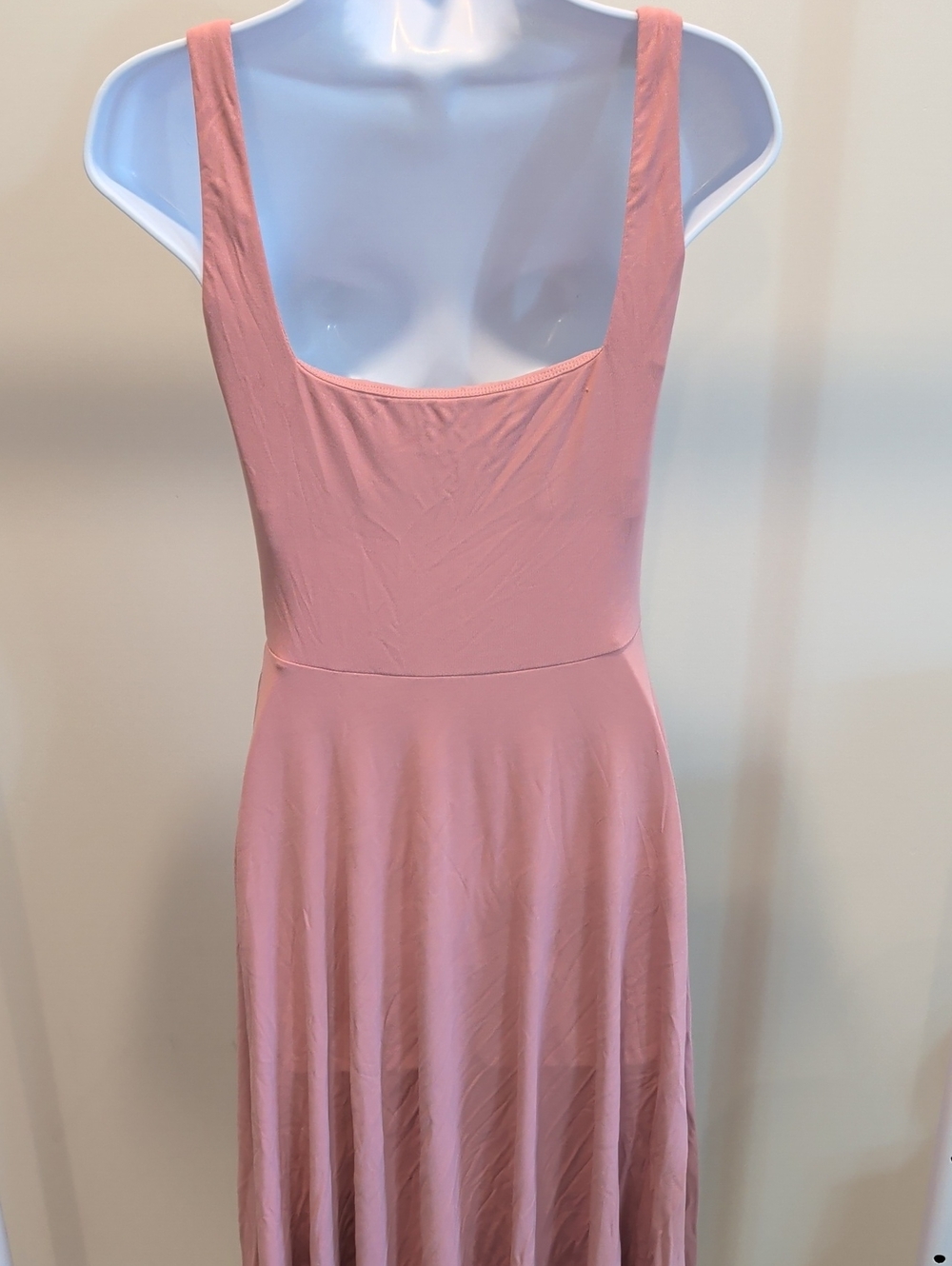 OGL Sleeveless Pink Square-Neck Midi Dress w/ Built-in Bra NWT - Picture 8 of 12